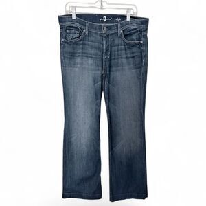 VINTAGE 7 For All Mankind DOJO Flare Jeans Size 31 Low Rise 5 Pocket Dark Denim